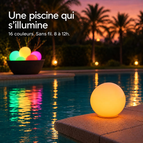 Boule LED Rechargeable LUXGREEN Crystal 20 Ø20cm – 16 Couleurs RGB IP65 – Décoration Jardin Terrasse Piscine | Crystal 20 LUXGREEN