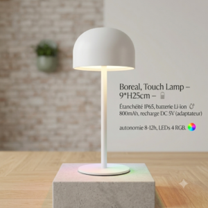 Lampe Touch LED Rechargeable LUXGREEN Boreal 9x25cm – 3 Températures USB | Boreal LUXGREEN