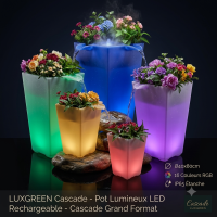 Pot Lumineux LED Rechargeable LUXGREEN Cascade Ø40x80cm – 16 Couleurs RGB IP65 – Grand Format | Cascade LUXGREEN