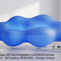 Siège Nuage LED Rechargeable LUXGREEN Eclisse 180x40cm – 16 Couleurs RGB IP65 – Design Unique | Eclisse LUXGREEN