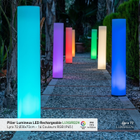 Pilier Lumineux LED Rechargeable LUXGREEN Lyra 72 Ø30x72cm – 16 Couleurs RGB IP65 | Lyra 72 LUXGREEN