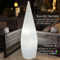 Lampadaire LED Rechargeable LUXGREEN Nova 80 Ø24x80cm – 16 Couleurs RGB IP65 – Jardin Terrasse | Nova 80 LUXGREEN